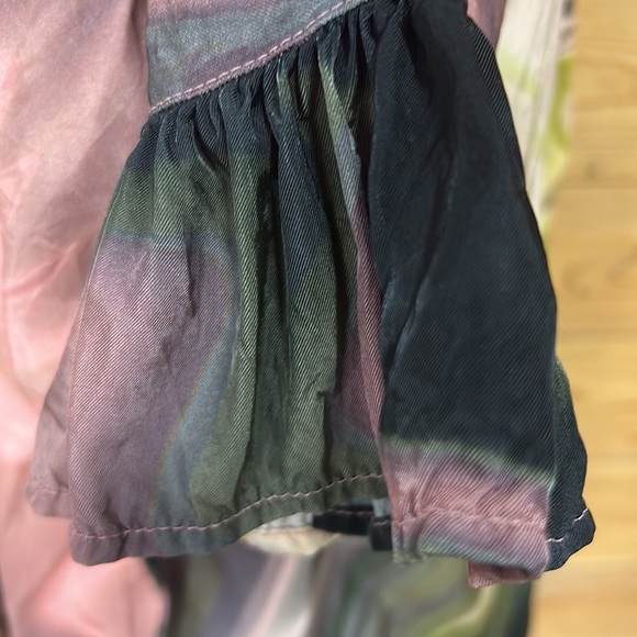 Tutu & Lilli silky tie dyed ruffle top blouse tunic boho hippie festival LG XL - Picture 5 of 12